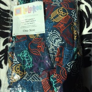 Lularoe OS Rare Owls NEW! Dark Blue leggings