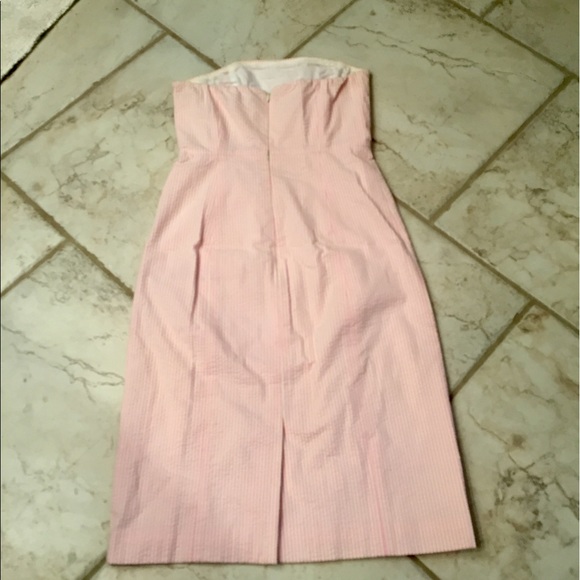 J.Crew Strapless Seersucker Pink Pencil Dress 0 - Picture 4 of 4