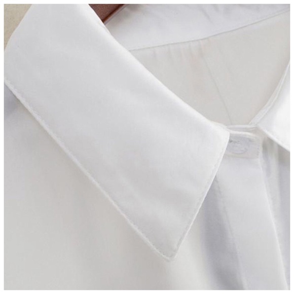 White Flower Accent Blouse Top D40 - Picture 4 of 5