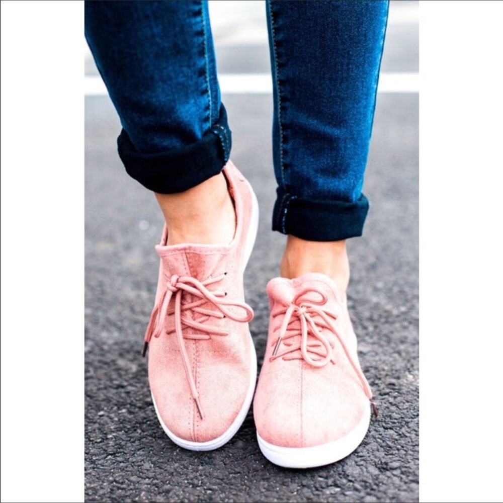 Blush Faux Suede Slip on sneakers.