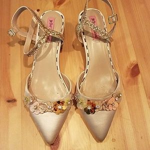 Betsey Johnson heeled sandals with flower beadwork