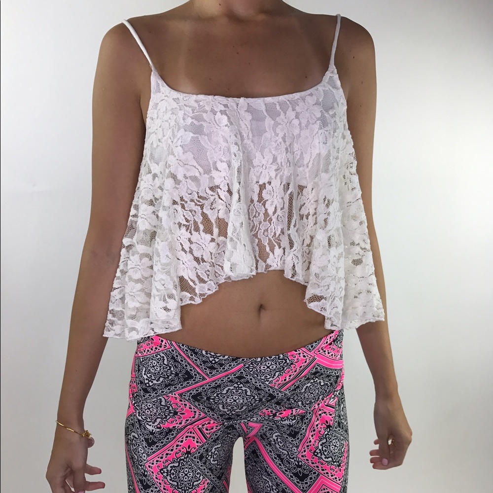 NWT white crochet crop top in size XS