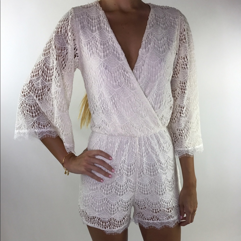 Sabo skirt white crochet romper in size small.