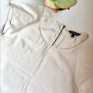 Express off-white short sleeve blouse top.