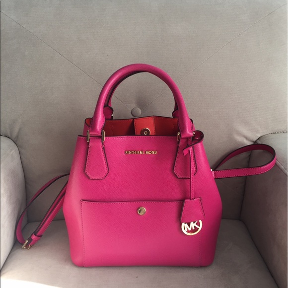 Hot Pink Large Michael Kors Greenwich Handbag - Picture 3 of 4