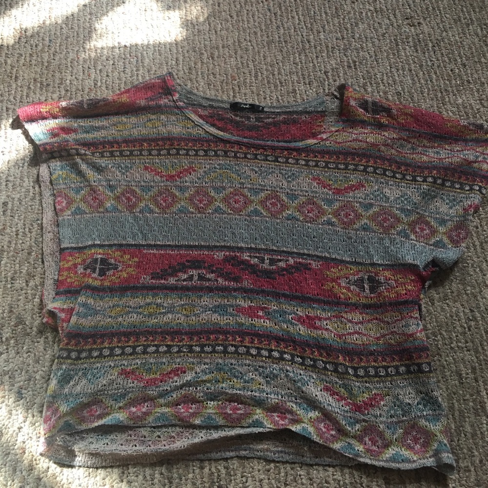 Shear boho Aztec crop top