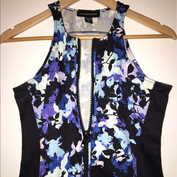Stylestalker Dresses & Skirts - Style Stalker Floral Print Scuba Dress (blue)