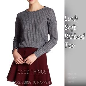 NWOT Lush Gray Ribbed Tee