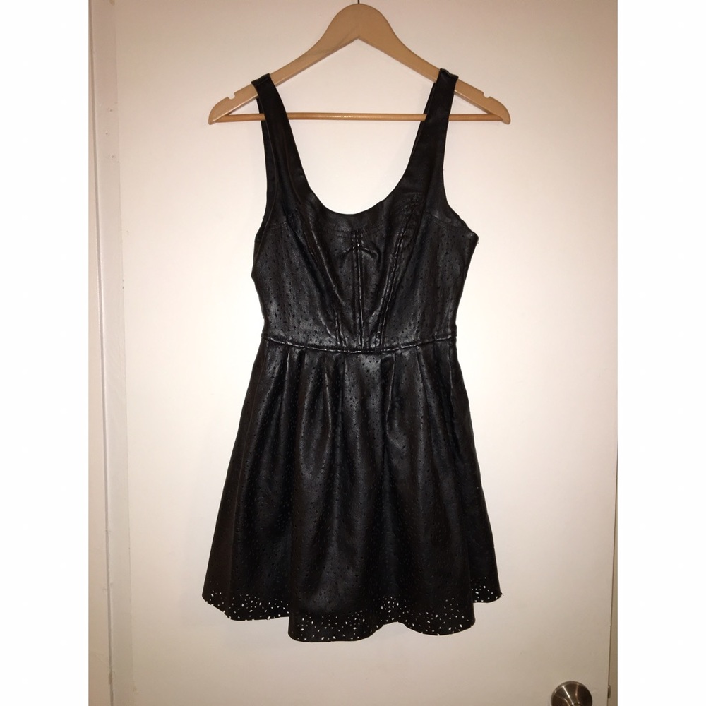 Silence + Noise Faux Leather Laser Cut Dress