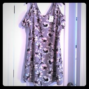 Cold shoulder floral shift dress
