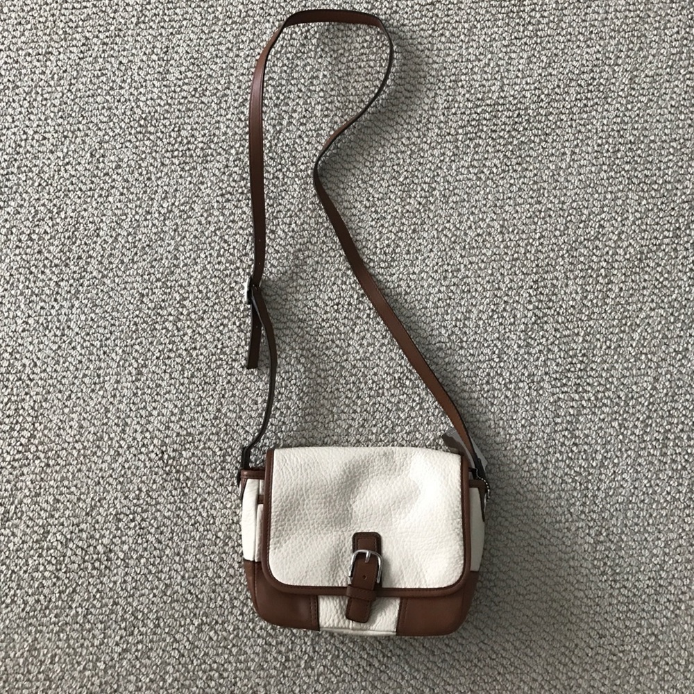 Coach white and brown leather cross body