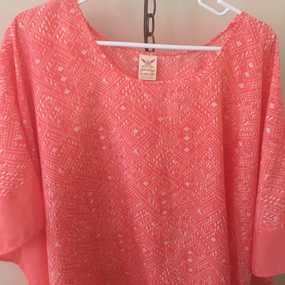 Plus Size Flowy Blouse in Salmon