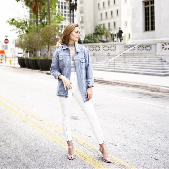 Silver Clear Ankle Strap Heels - Picture 3 of 6