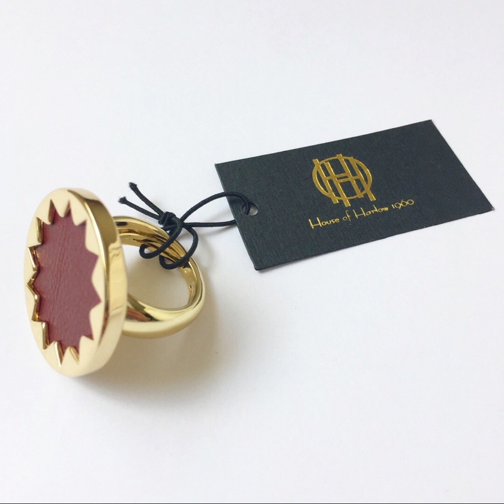 House of Harlow 1960 Genuine Leather Sunburst Ring