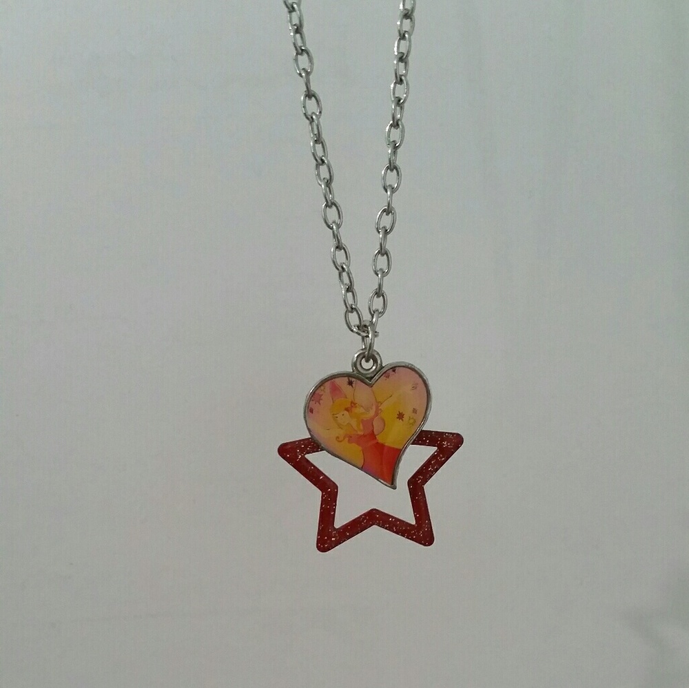 Princess charm and red star necklace