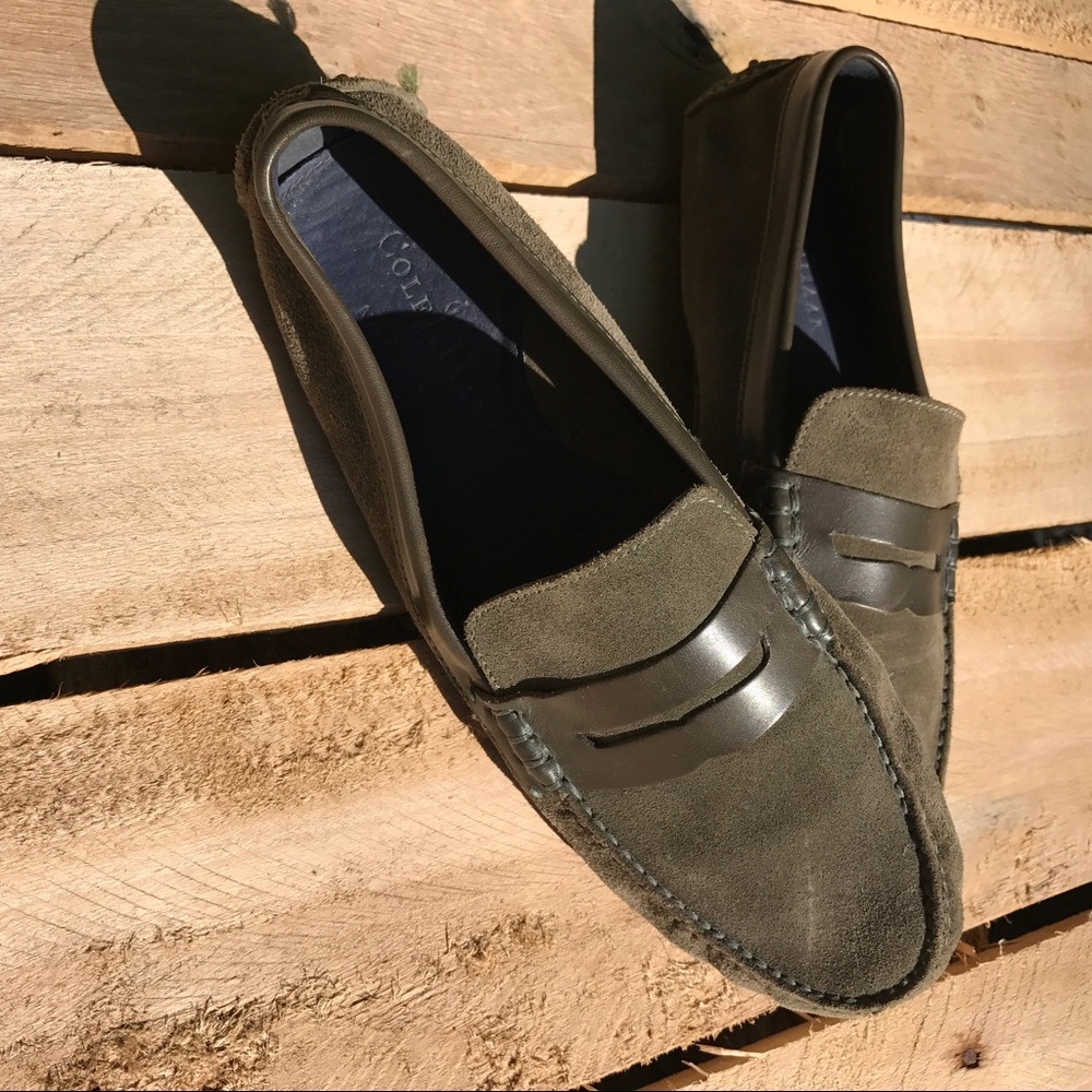 Cole Haan green suede loafers