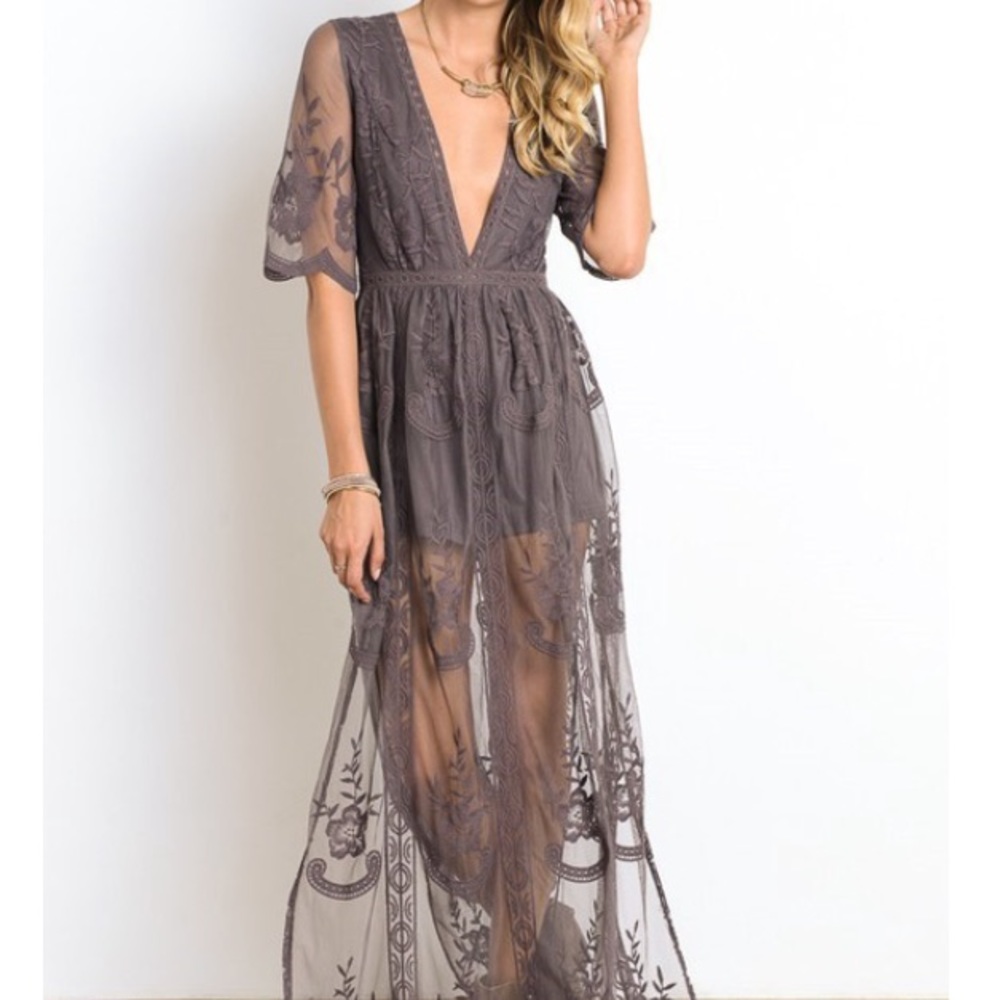 Lace maxi romper
