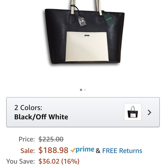 Lauren Ralph Lauren Black & white Tote NWT - Picture 2 of 8