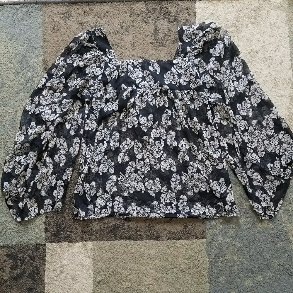 Fire Los Angeles sheer floral peasant blouse