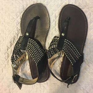 Black and gold Steve Madden sandals