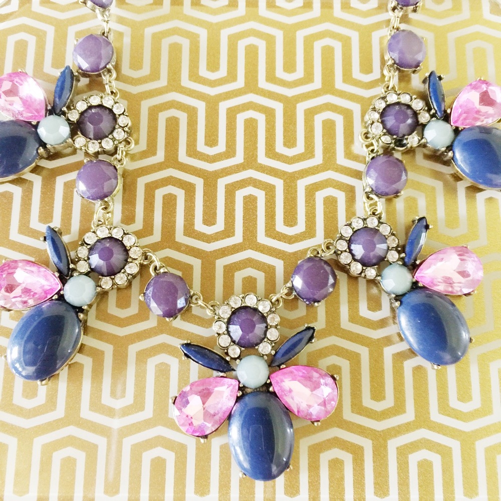Glam Girl Navy & Pink Statement Necklace