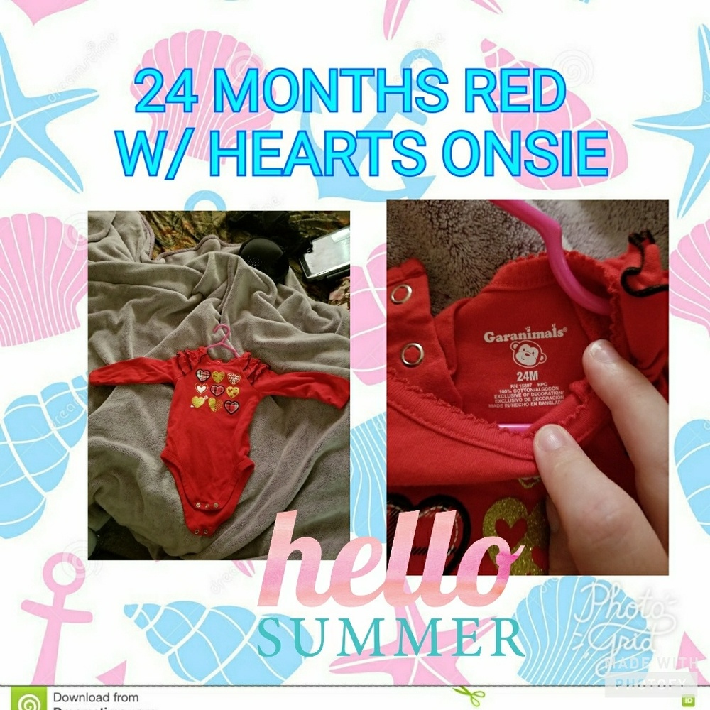 24months red onsie with hearts