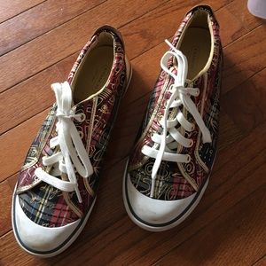 Coach plaid and gold tennis shoes