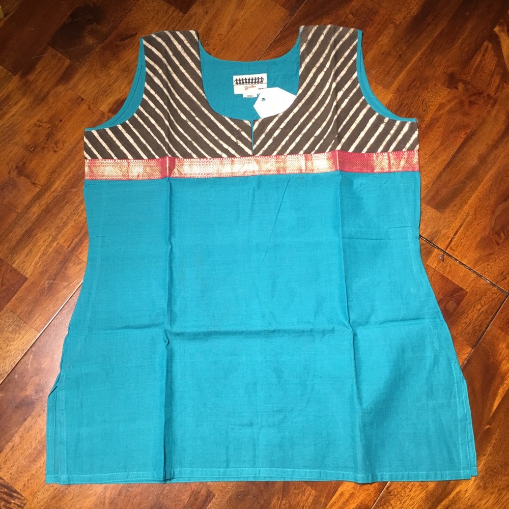 100% cotton handloomed tunic top with Indian style