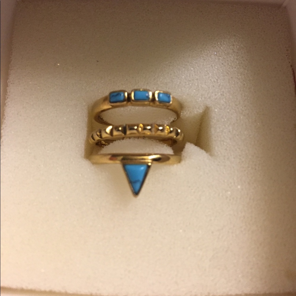 Stella & Dot Gold Stacked Turquoise Ring