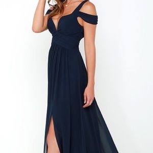 Bariano Ocean of Elegance Navy Blue Maxi Dress
