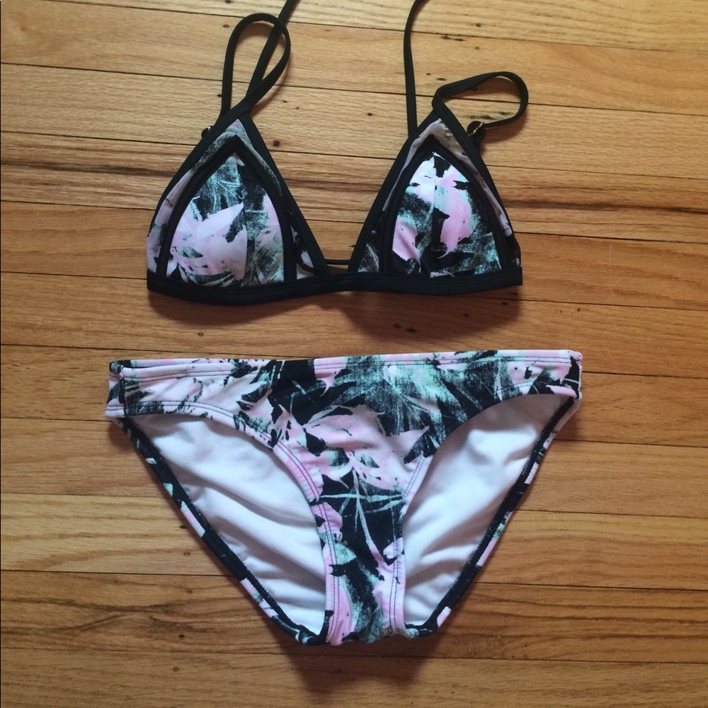 Mesh top floral bikini