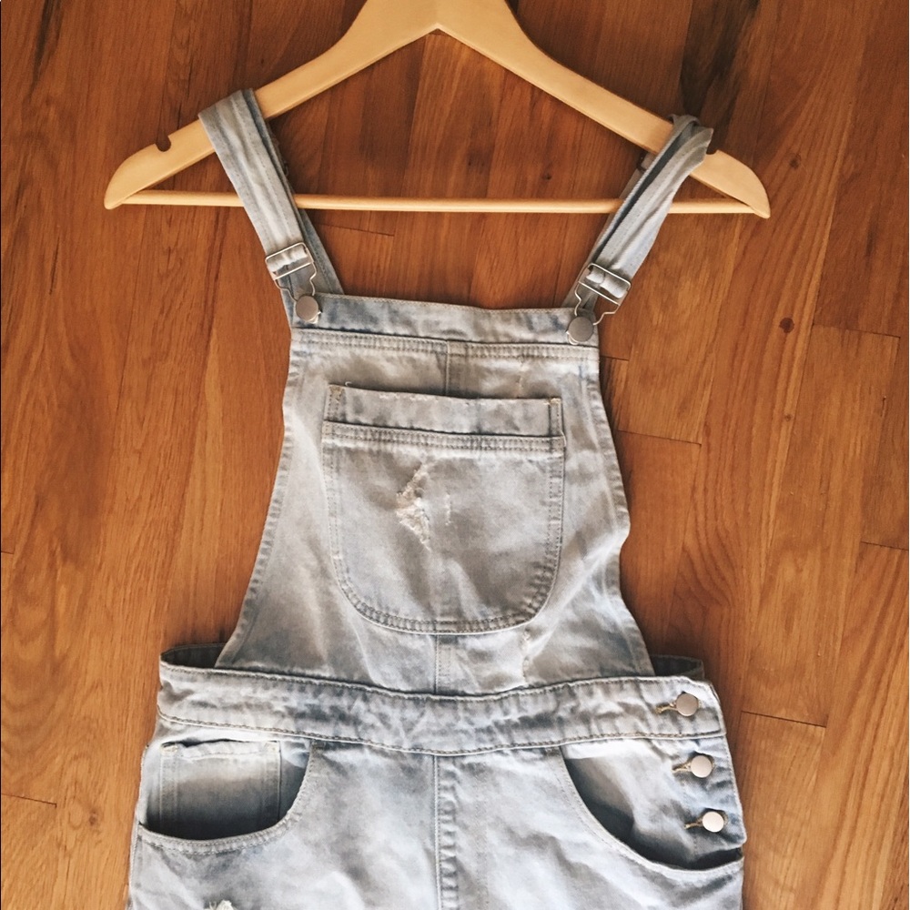 Distressed Denim Overalls
