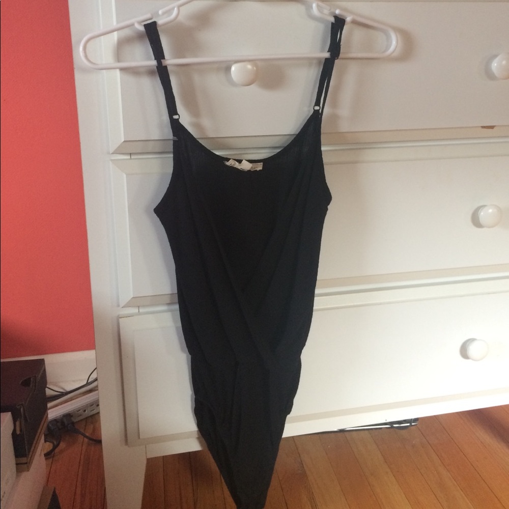 Black deep V body suit