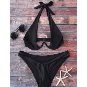 Halter Black Bikini. Sz. L. NWT