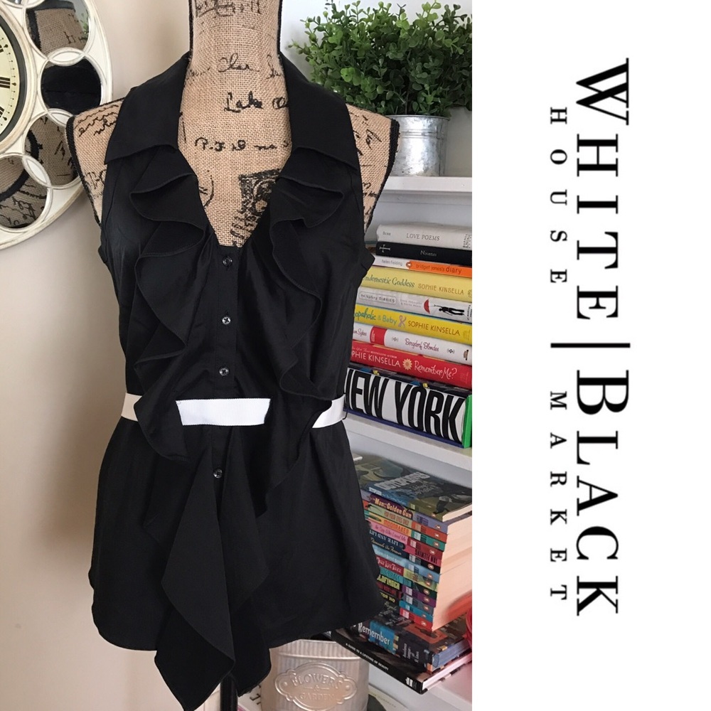 White House Black Market Sleeveless Belted Top