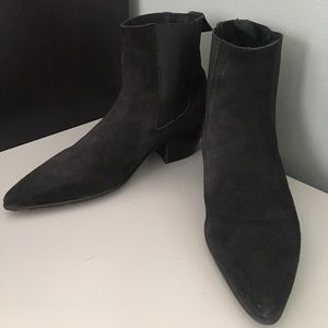ASOS Chelsea Boots In Black Suede w/ Stacked Heel