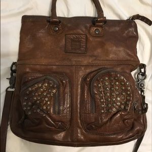 Genuine leather studded Frye purse