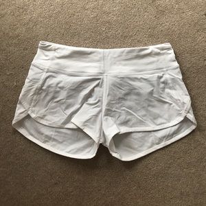 White athletic speed shorts