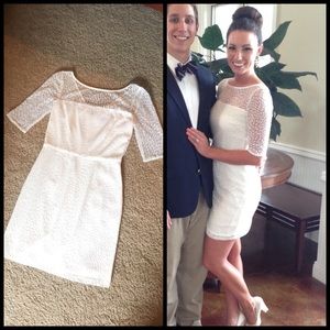 White Tahari Illusion Dress