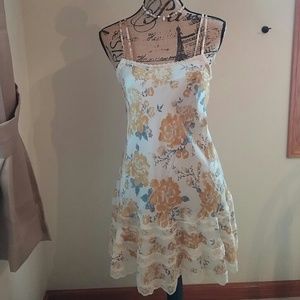 Free People Golden Rose and Lace Dress
