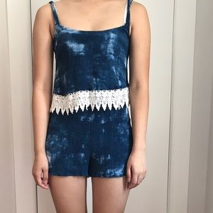 Blue tie dye romper