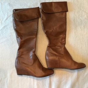 Jennifer Lopez Brown Wedge Over the Knee Boots