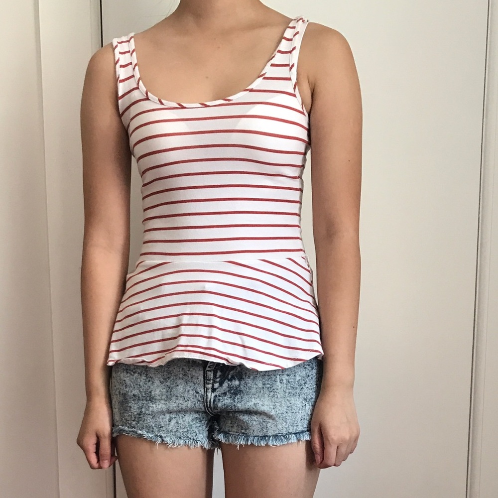 White striped peplum top
