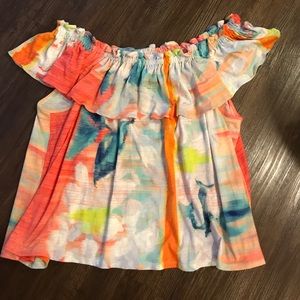 Off the Shoulder Colorful Cotton Anthropologie top