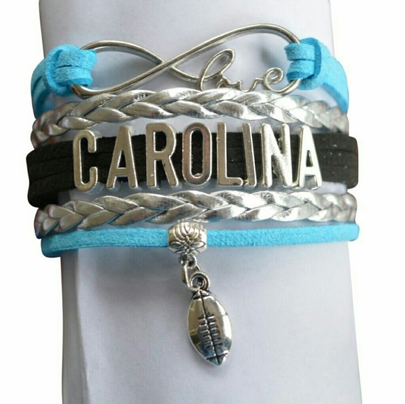 Infinity Collection Jewelry - Carolina Panthers Football Leather Charm Bracelet