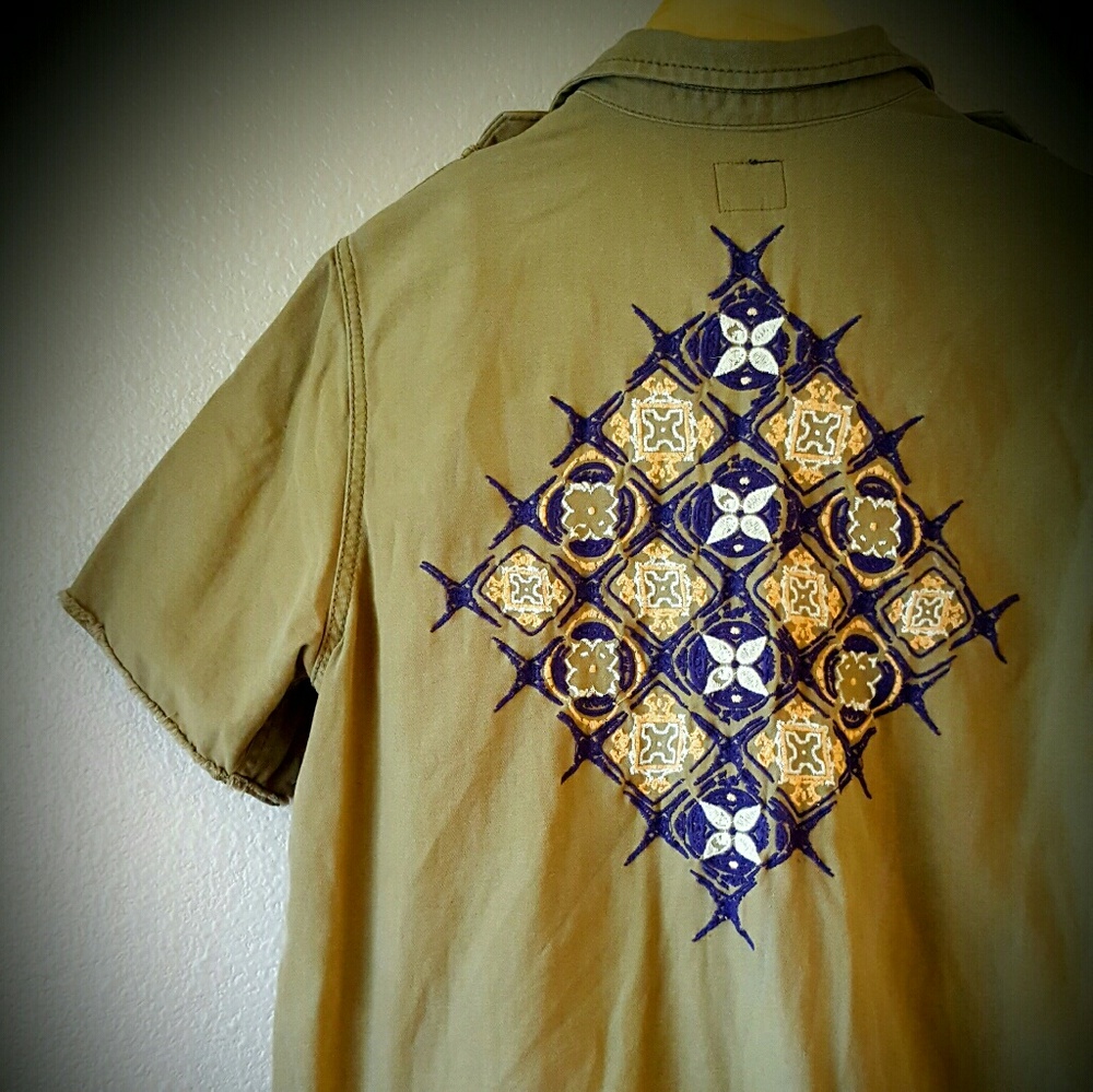 Rad Button Up Embroidered Obey Top
