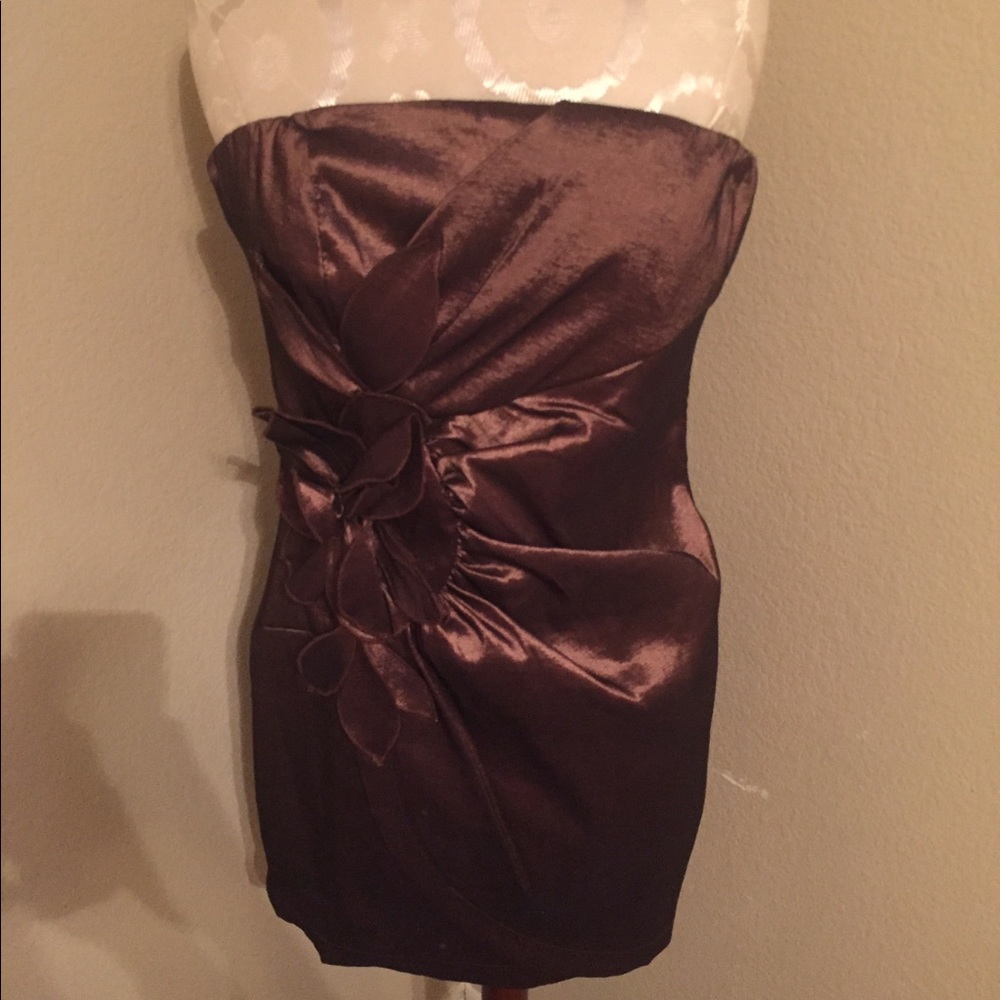 Bronze Strapless Cocktail Dress