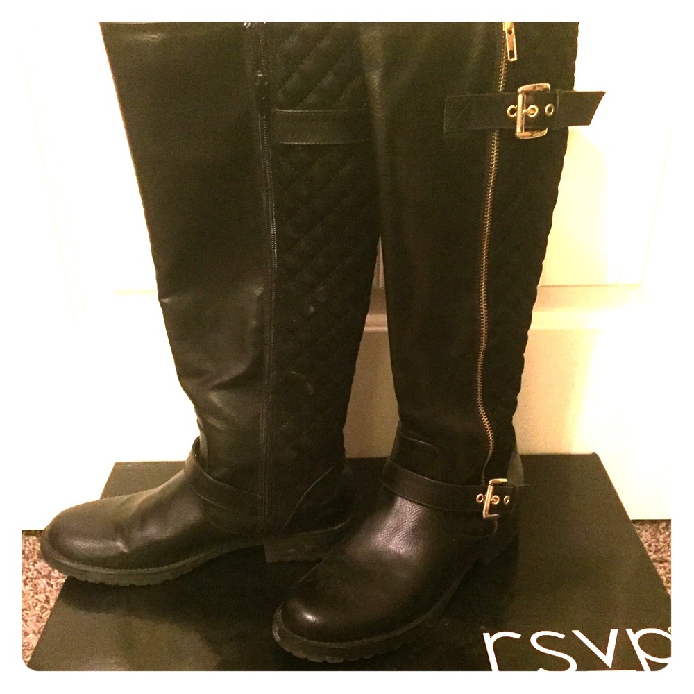 RSVP Black Faux Leather Riding Boots