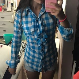 Molly NY Collared Blue Plaid Shirt