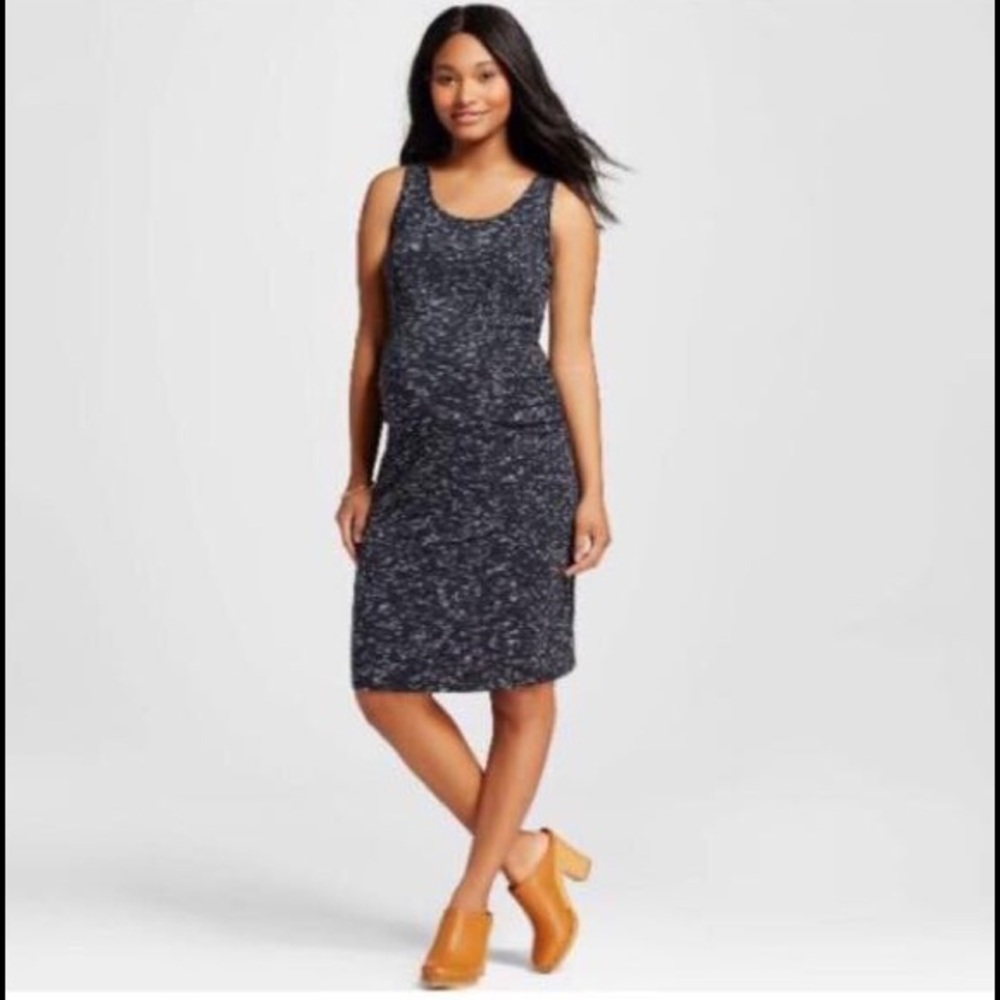 Black Spacedye Sleeveless Dress (Maternity)